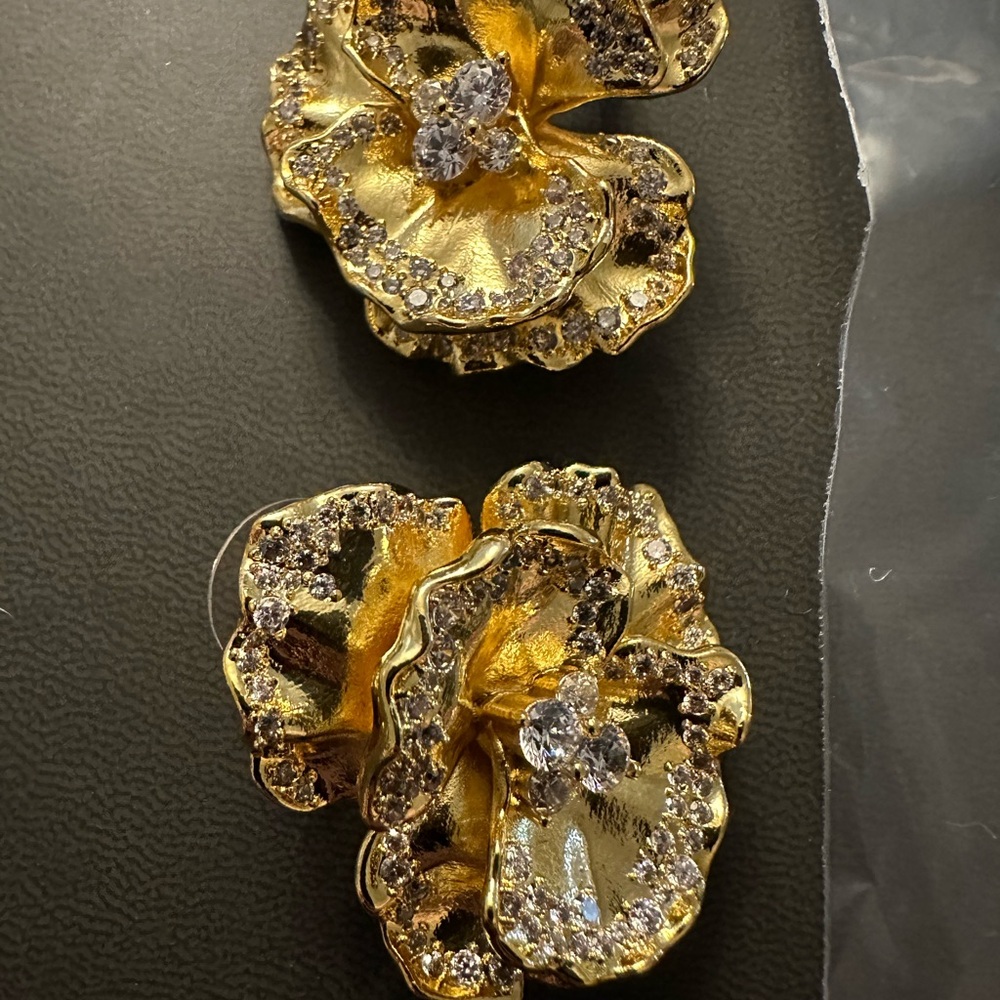 Elegant Gold and Silver Floral Earrings